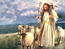 Jesús toma la oveja en sus hombros
