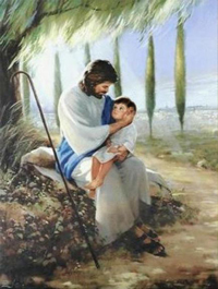 Jesús con niño en brazos
