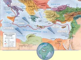Mapa viaje de Pablo a Roma