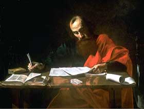 Pintura de san Pablo escribiendo