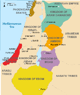 Mapa de Edom, Moab, Judá, Israel